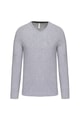 Heren T-shirt lange mouw V Hals Kariban K358 OXFORD GREY